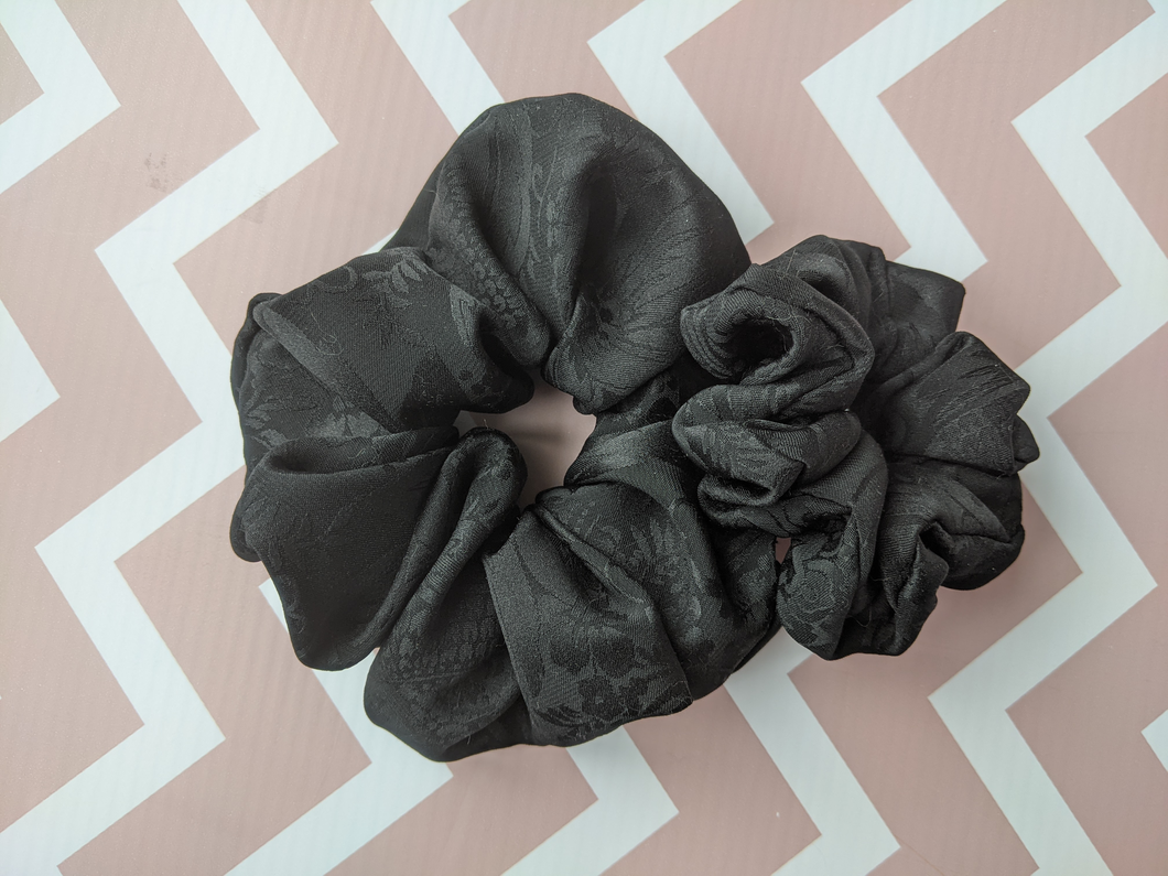 Black  Floral Scrunchie