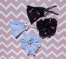 Load image into Gallery viewer, Night Flamingo Scrunchie and Matching Mask
