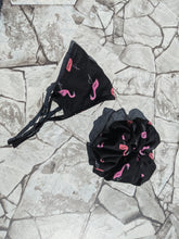 Load image into Gallery viewer, Night Flamingo Scrunchie and Matching Mask
